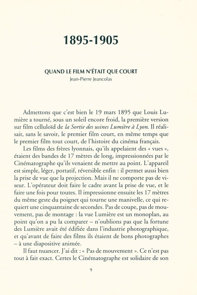 『CENT POUR CENT COURT : CENT FILMS POUR CENT ANS DI CINÉMA FRANÇAIS』 2