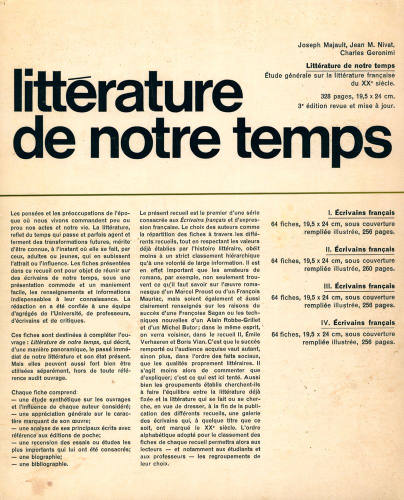 『Littérature de notre temps - écrivains français recueil 1』 3