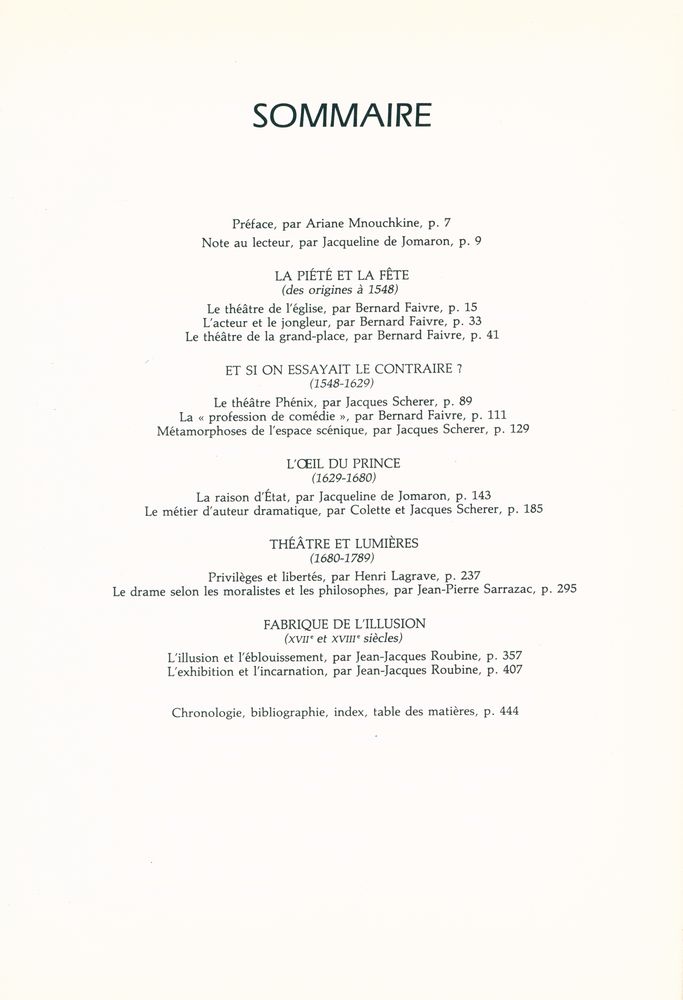 『LE THÉÂTRE EN FRANCE 1 : Du Moyen Âge à 1789』 2