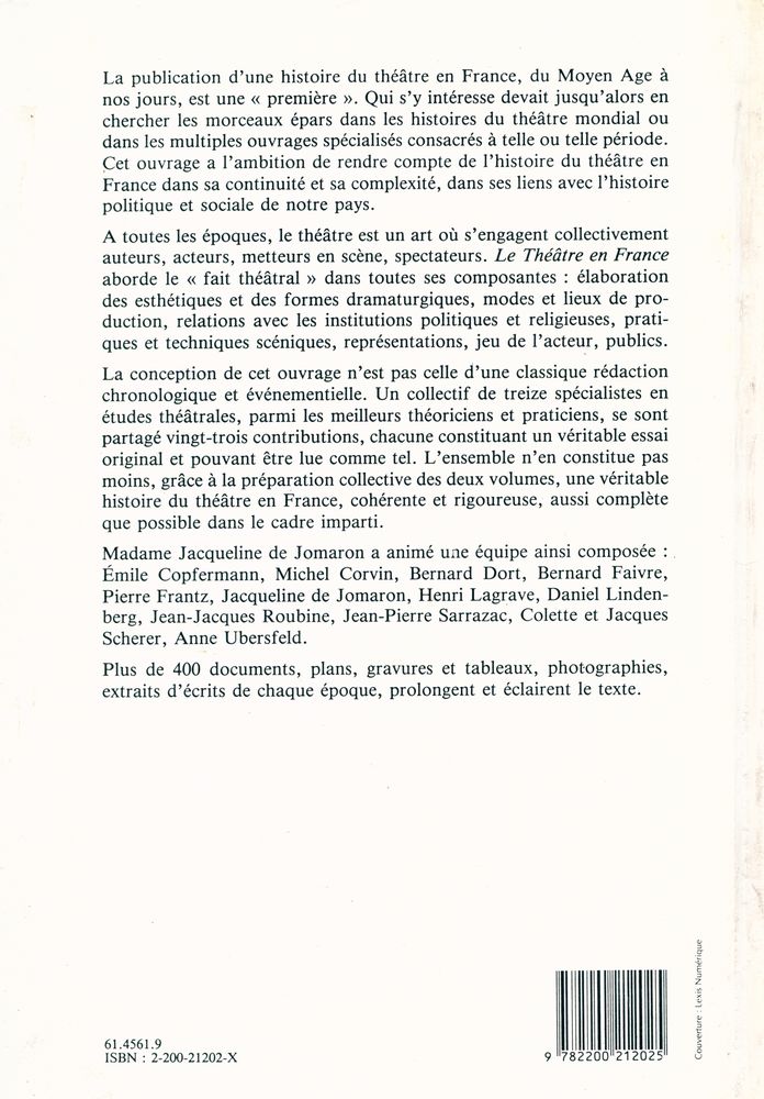 『LE THÉÂTRE EN FRANCE 1 : Du Moyen Âge à 1789』 3