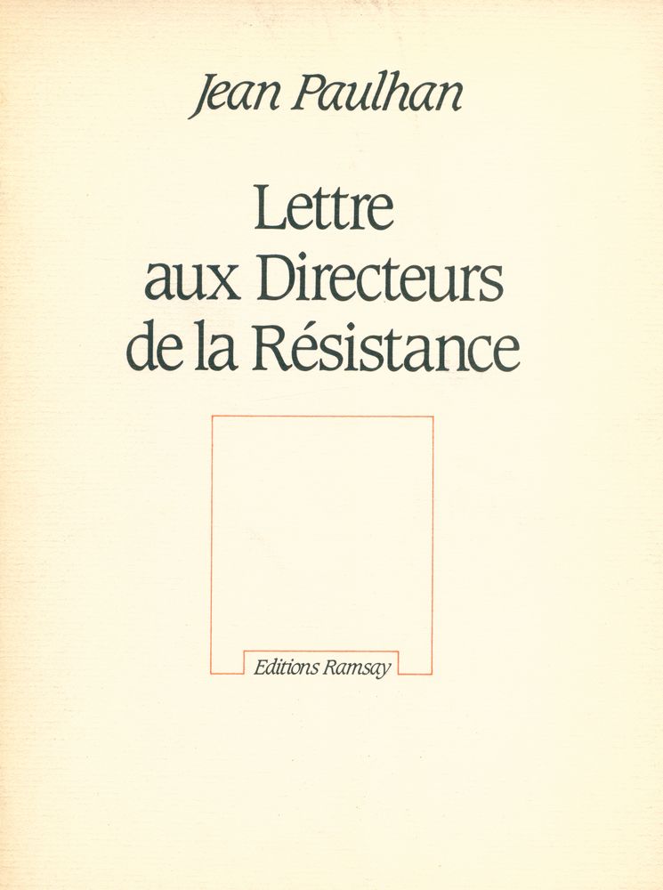 『Lettre aux Directeurs de la Résistance』 1
