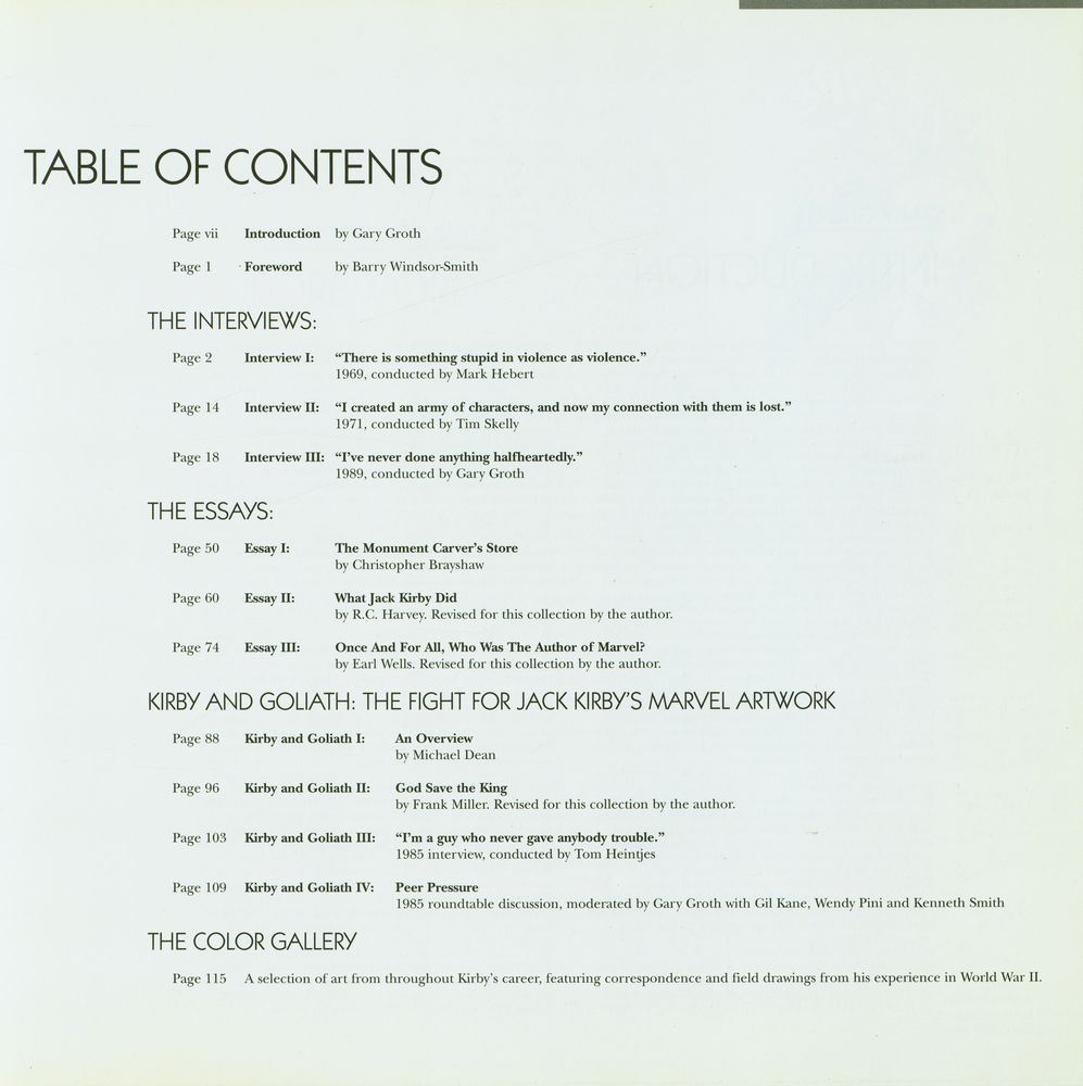 『The Comics Journal Library, Volume one : Jack Kirby』 2