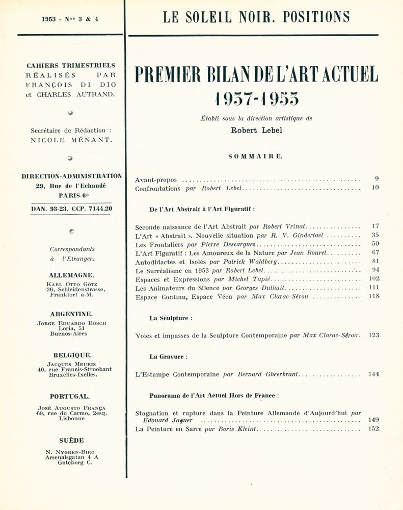 『LE SOLEIL NOIR. POSITIONS』 3 - 4 1953 2