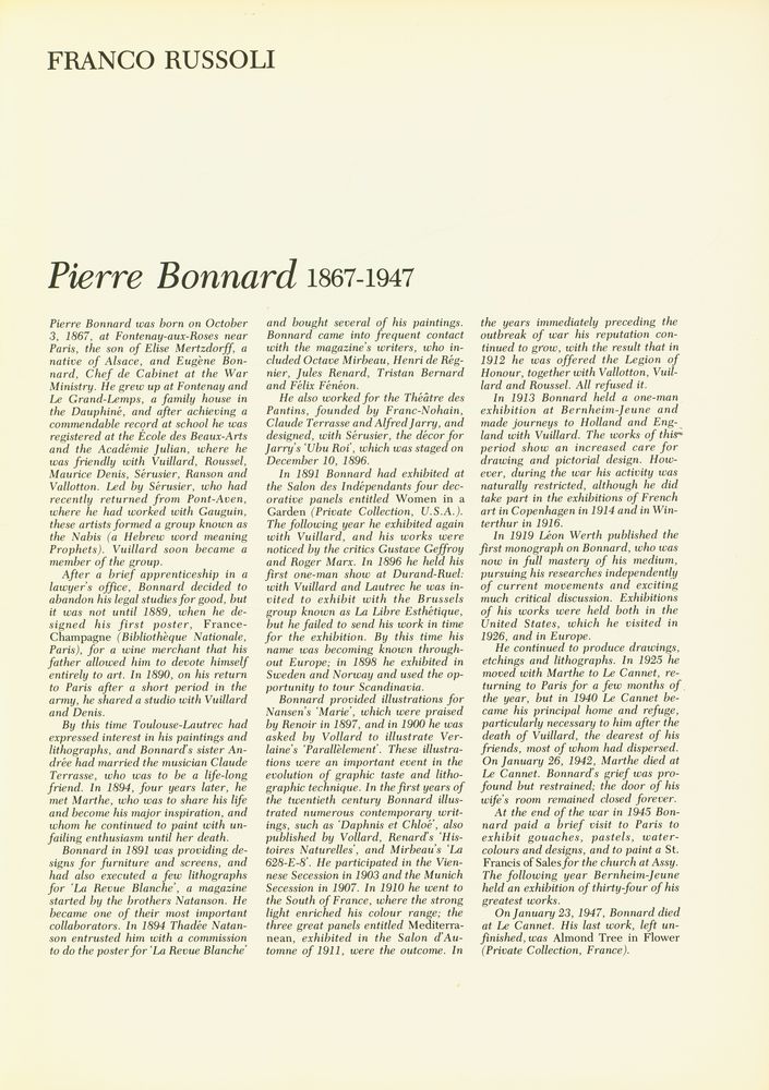 『The Great Artists : A library of their lives, times and paintings - BOOK 24 : Bonnard』 2
