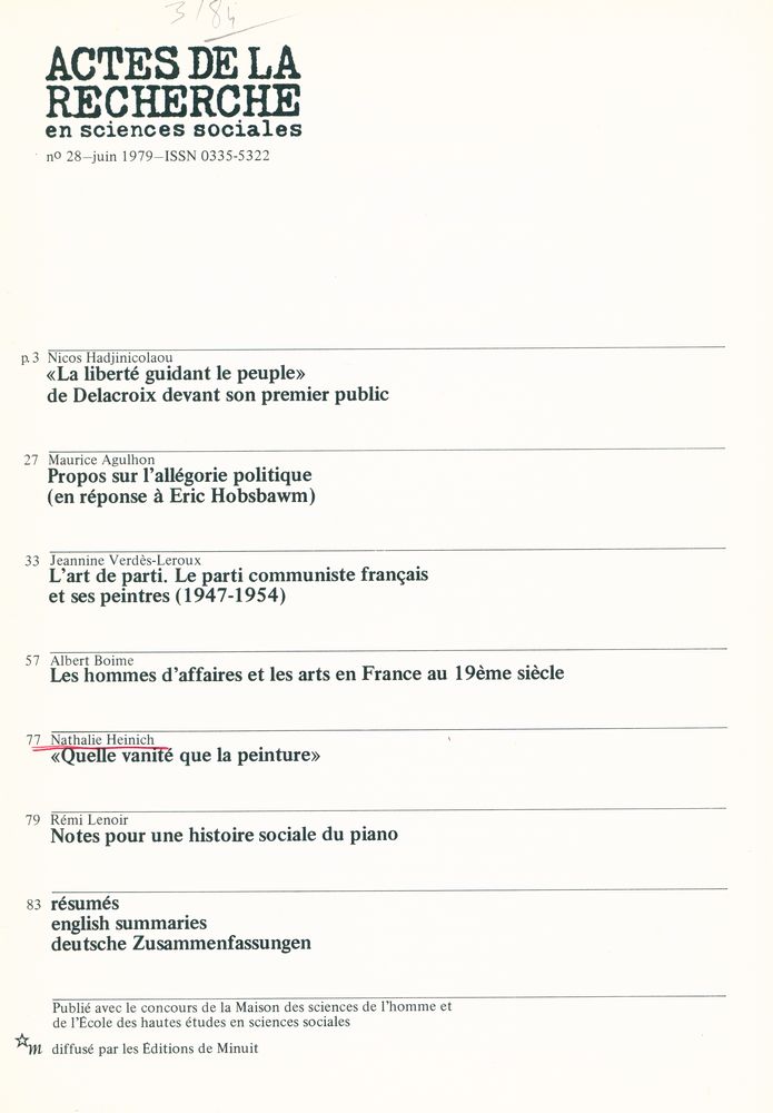 『ACTES DE LA RECHERCHE en sciences sociales』 nº28 juin 1979 2