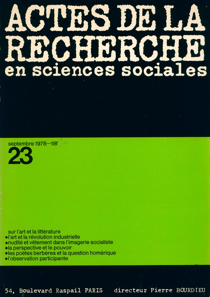 『ACTES DE LA RECHERCHE en sciences sociales』 nº23 septembre 1978 1
