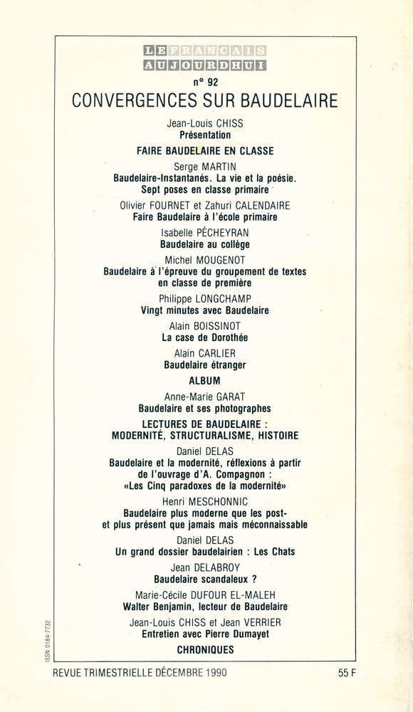 『LE FRANCAIS AUJOURDHUI』 Nº 92 DÉCEMBRE 1990 4