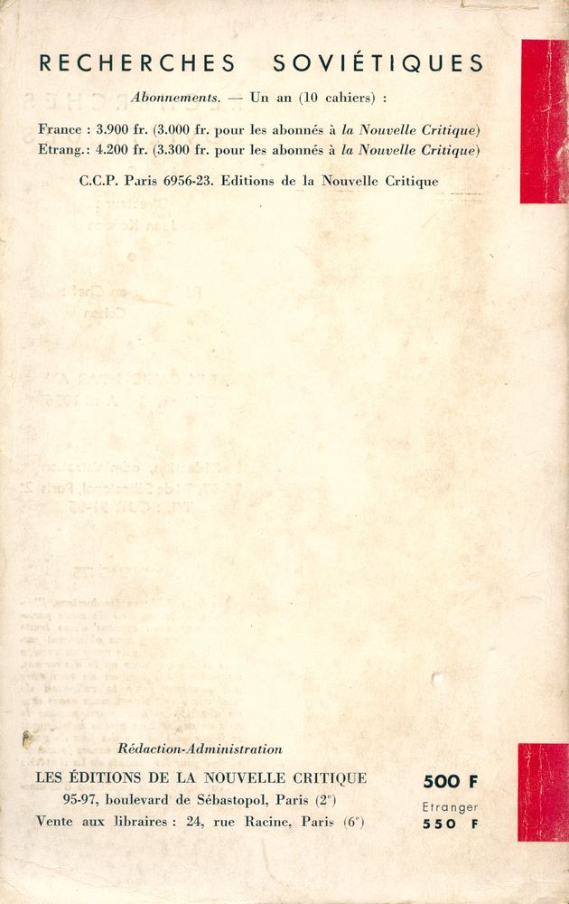 『Recherches soviétiques』 Nº 3 Avril 1956 3