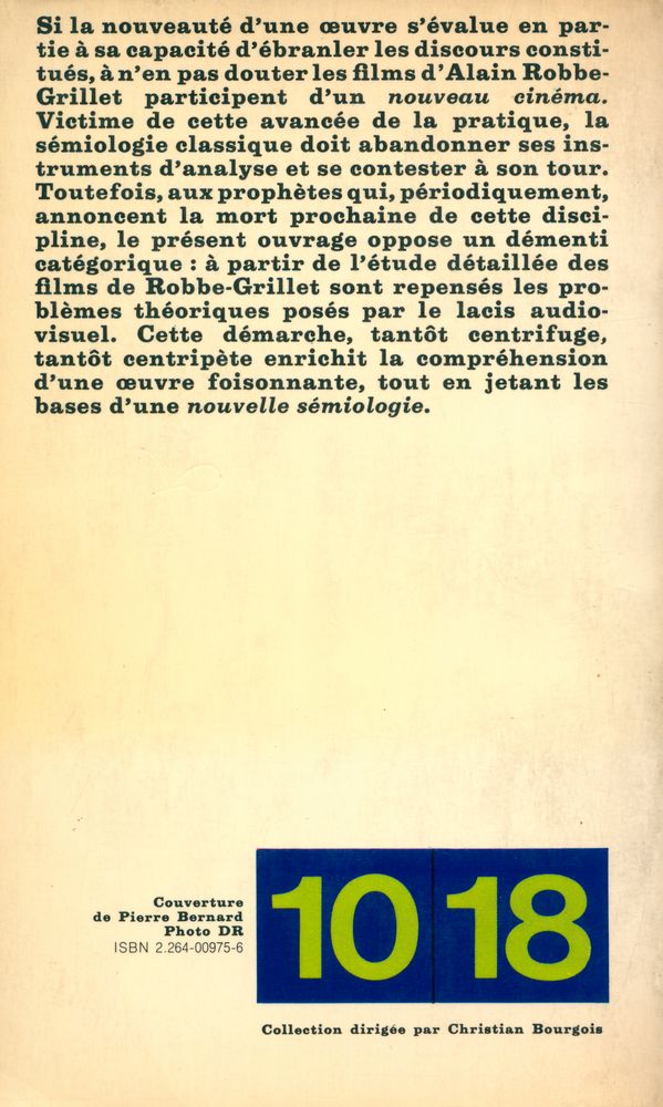 『NOUVEAU CINÉMA, NOUVELLE SÉMIOLOGIE : ESSAI D'ANALYSE DES FILMS d'Alain Robbe - Grillet』 3