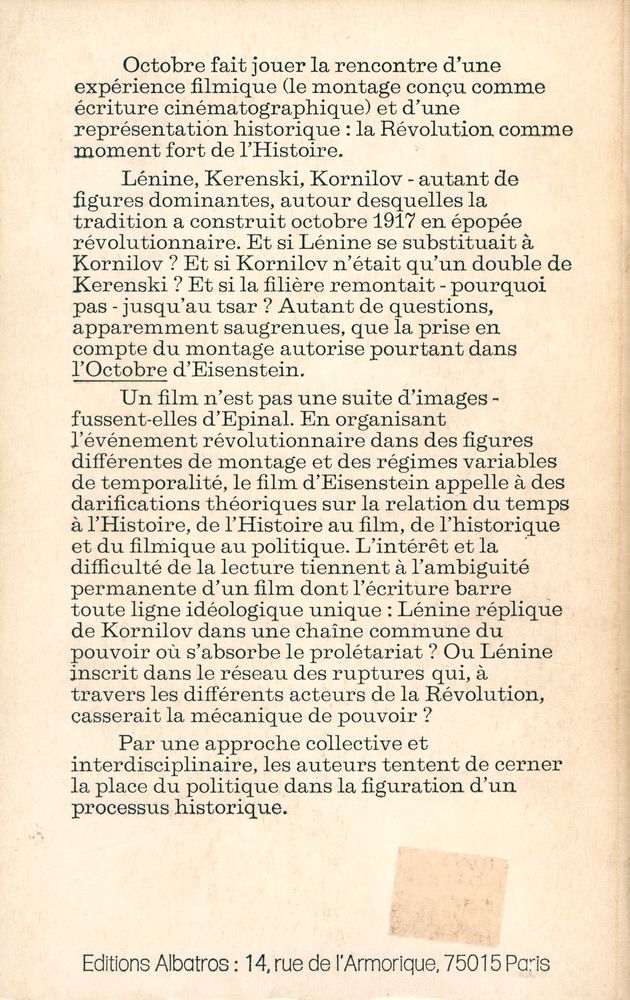 『La RÉVOLUTION FIGURÉE : Inscription de l'Histoire et du Politique dans un film : OCTOBRE Ⅱ』 4