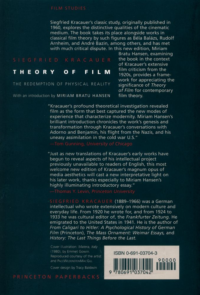 『Theory of film : the redemption of physical reality』 7