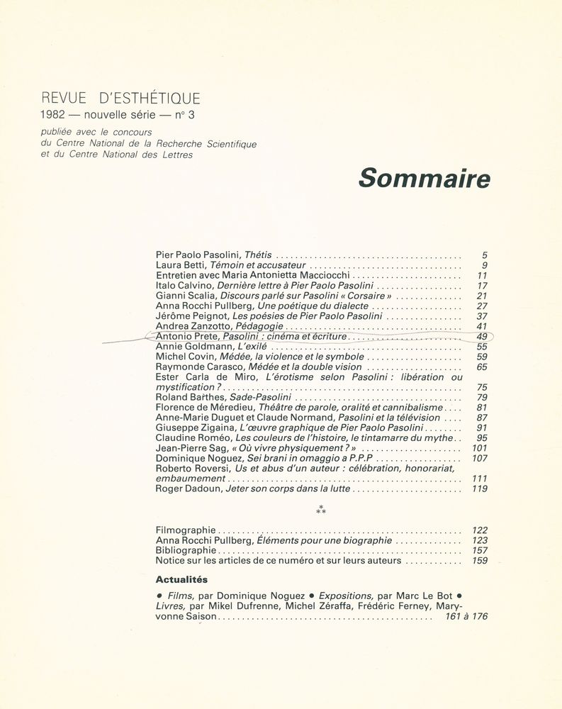 『REVUE D'ESTHÉTIQUE』 nº3, 1982 2