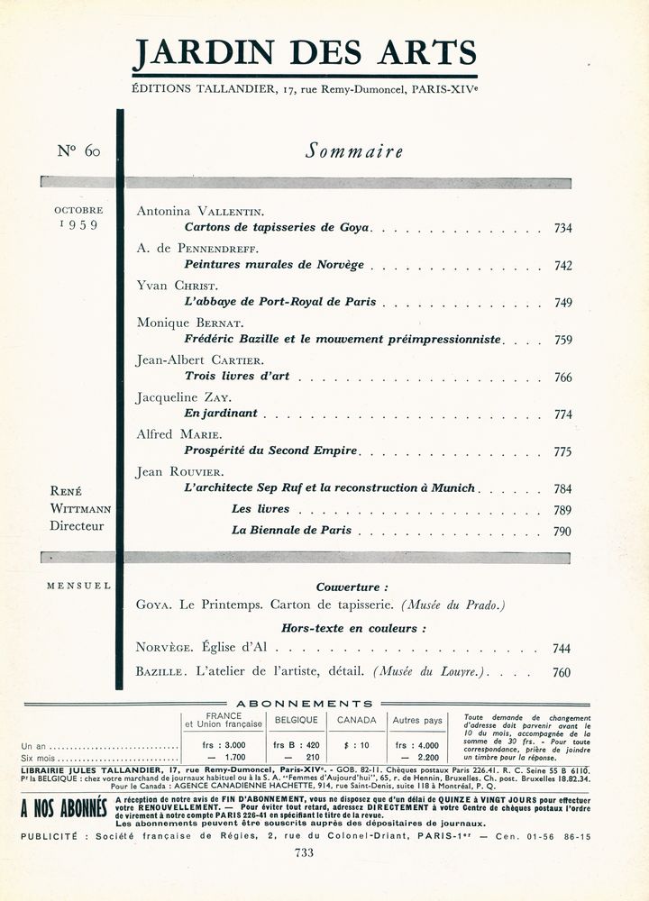 『JARDIN DES ARTS』 Nº60 OCTOBRE 1959 2