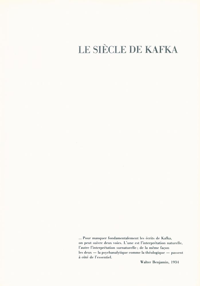『LE SIÈCLE DE KAFKA』 2