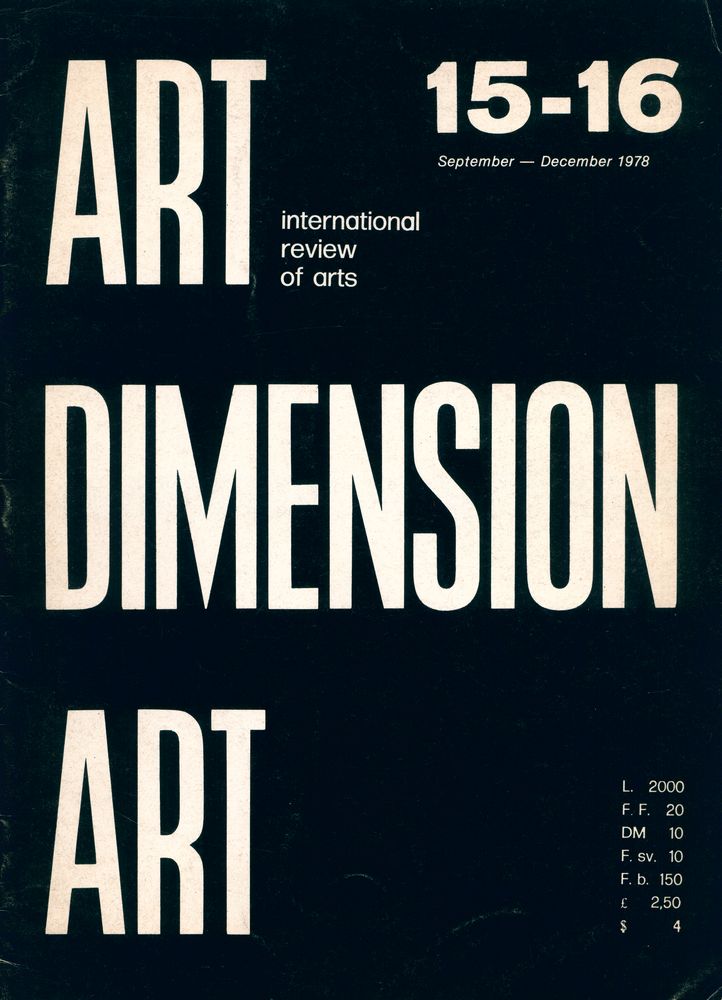 『Art Dimension』 n. 15/16 september - december 1978 3