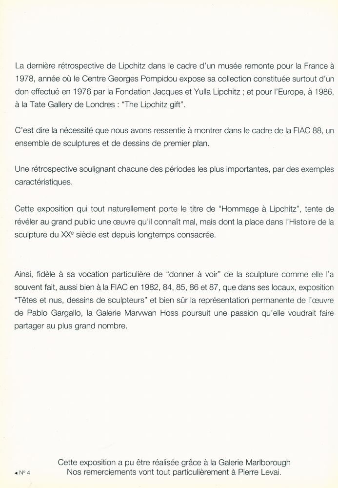 《HOMMAGE A LIPCHITZ : oeuvres de 1914 à 1963》 2