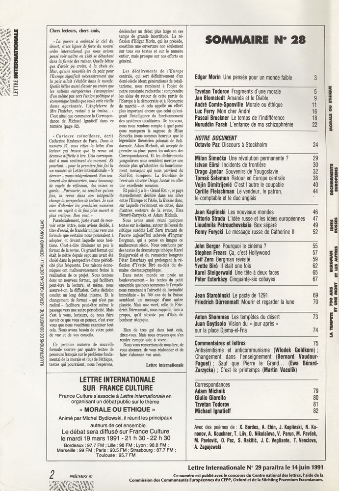 『Lettre Internationale』 N° 28 PRINTEMPS 1991 2