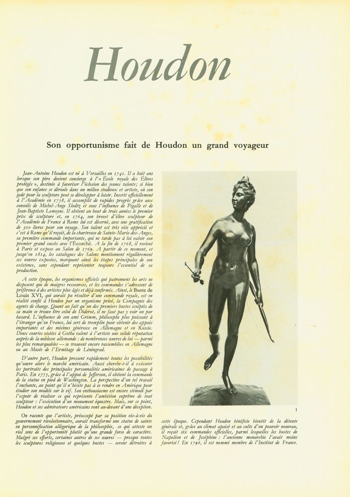 『CHEFS - D'ŒUVRE DE L'ART : GRANDS SCULPTEURS : Houdon』 2