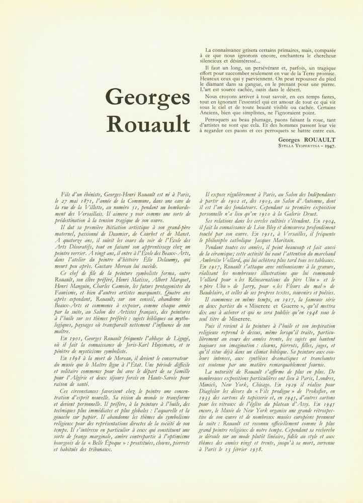 『CHEFS - D'ŒUVRE DE L'ART présente : GRANDS PEINTRES : Rouault』 2