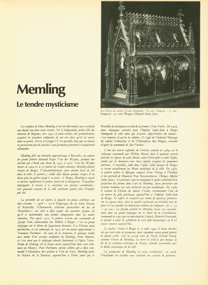 『CHEFS - D'ŒUVRE DE L'ART : GRANDS PEINTRES : Memling』 2