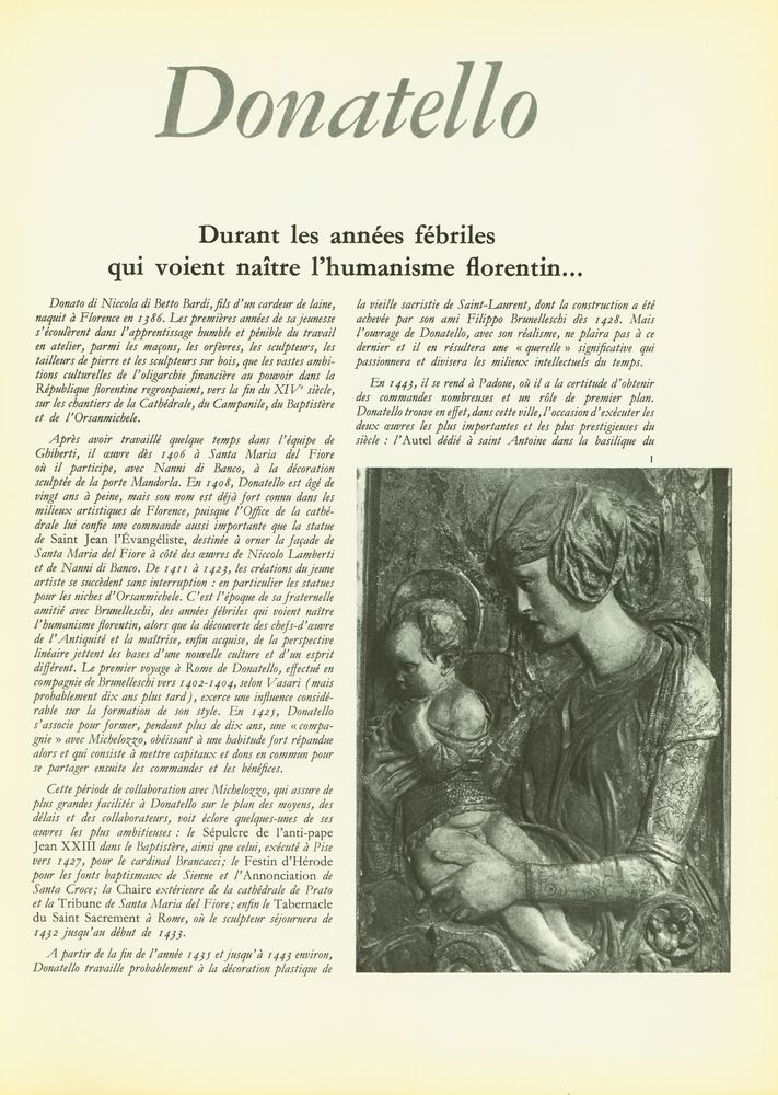 『CHEFS - D'ŒUVRE DE L'ART : GRANDS SCULPTEURS : Donatello』 2