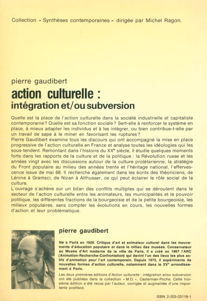 『action culturelle : intégration et ou subversion』 4