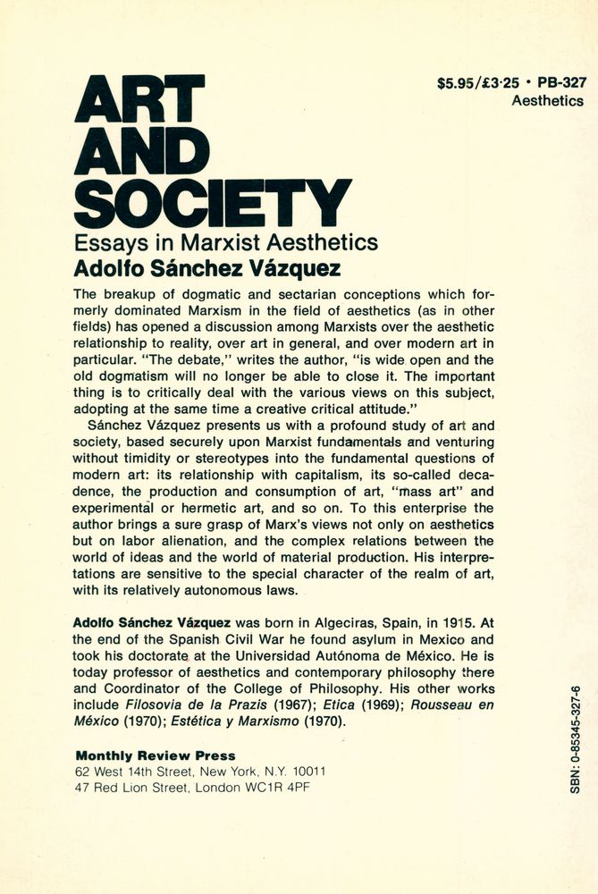 『Art and society : essays in Marxist aesthetics』 4