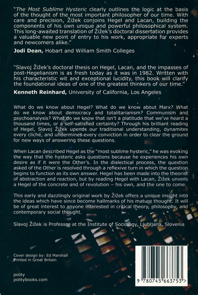 『The Most Sublime Hysteric : Hegel with Lacan』 4