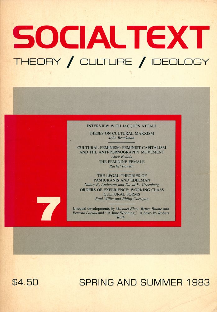 『SOCIAL TEXT』 7 SPRING AND SUMMER 1983 1