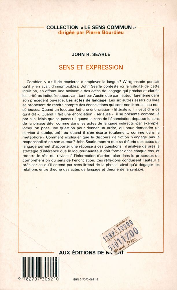 『sens et expression : études de théorie des actes de langage』 3