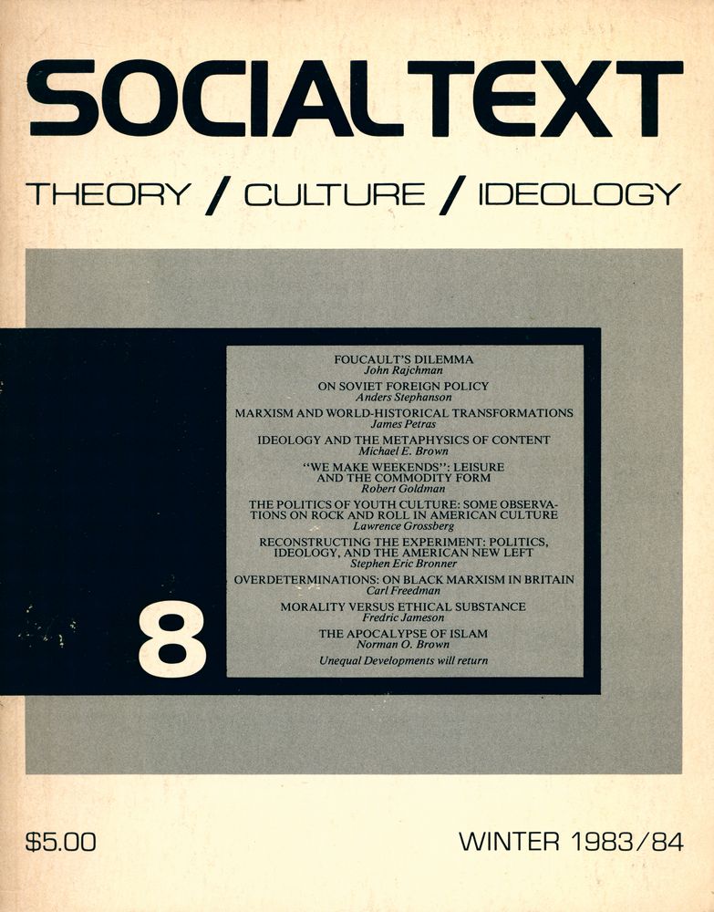 『SOCIAL TEXT』 8 WINTER 1983/1984 1