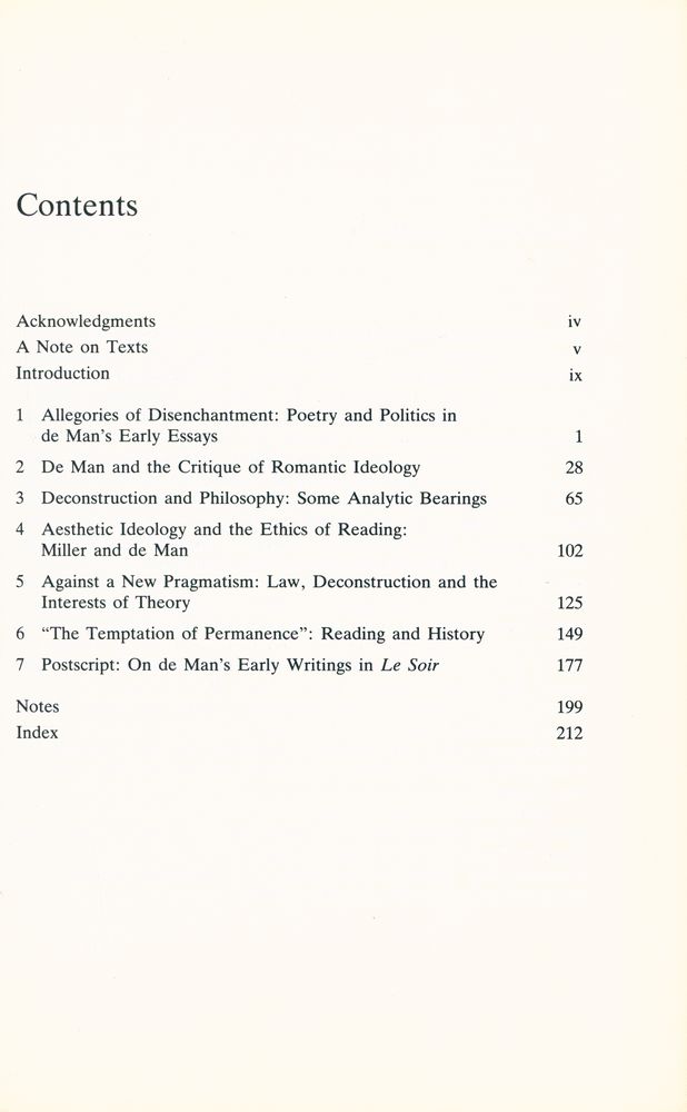 『Paul de Man : deconstruction and the critique of aesthetic ideology』 2