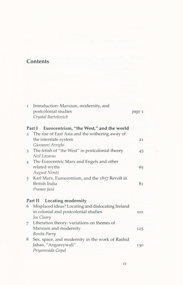 『MARXISM, MODERNITY AND POSTCOLONIAL STUDIES』 2
