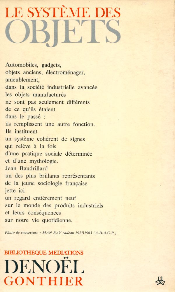 『LE SYSTÉME DES OBJETS : La consommation des signes』 7