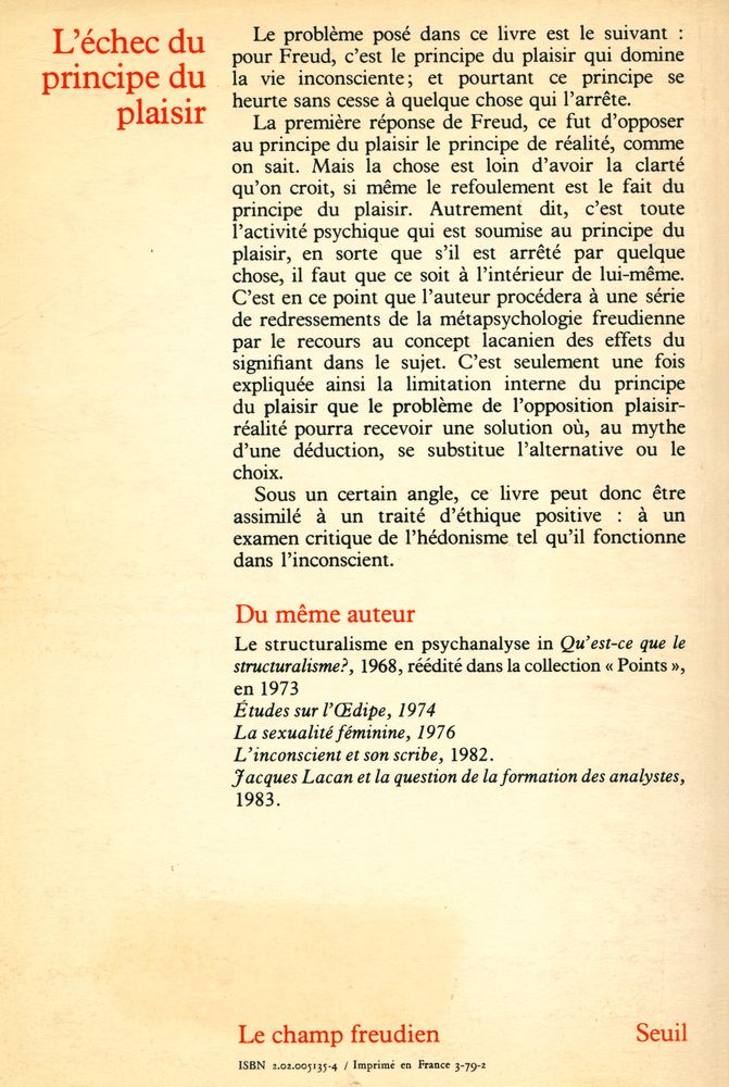 『L'échec du principe du plaisir』 3