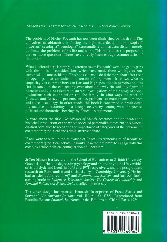 『Genealogies of morals : Nietzsche, Foucault, Donzelot and the Eccentricity of Ethics』 3
