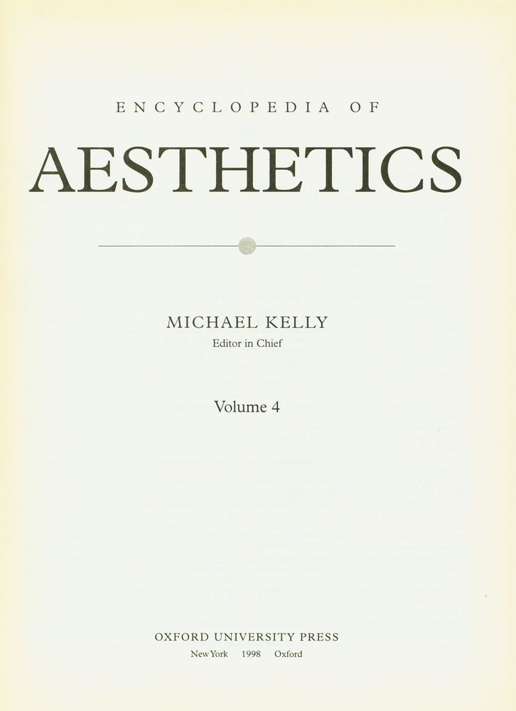 『ENCYCLOPEDIA OF AESTHETICS VOLUME 4』 2