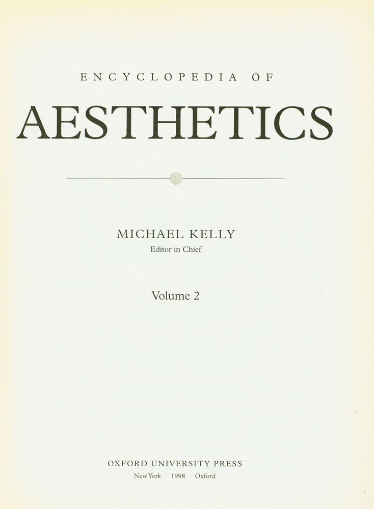 『ENCYCLOPEDIA OF AESTHETICS VOLUME 2』 2