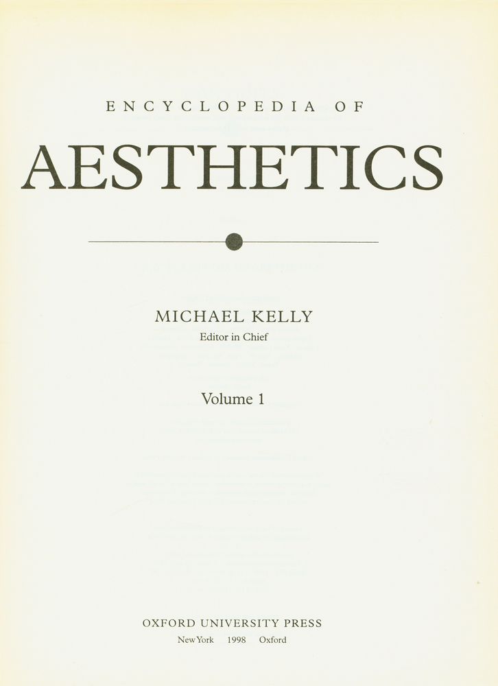 『ENCYCLOPEDIA OF AESTHETICS VOLUME 1』 2