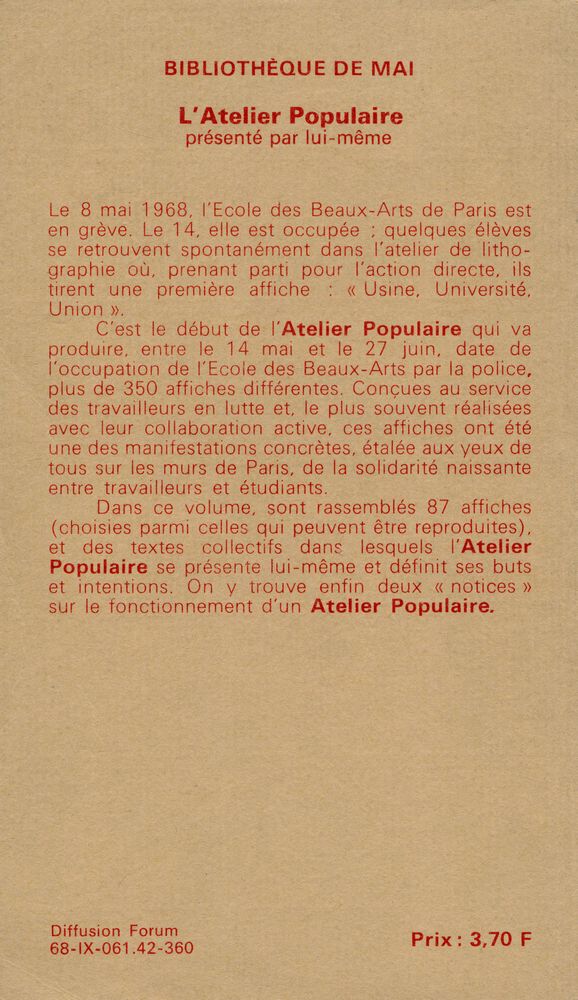 『ATELIER POPULAIRE : PRÉSENTÉ PAR LUI - MÊME 87 affiches de mai - juin 1968』 3