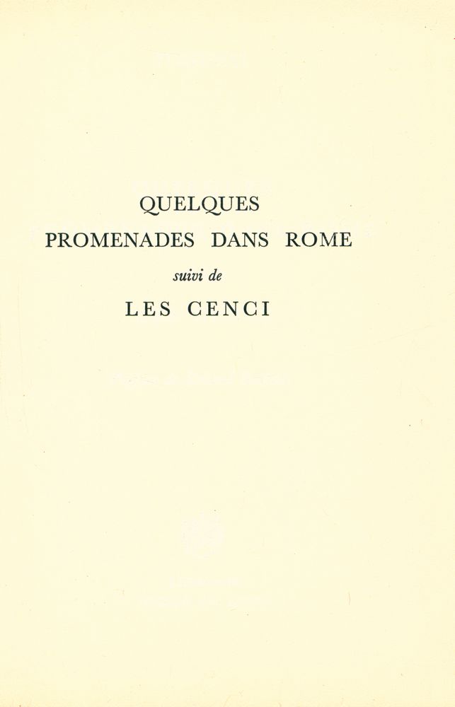 『QUELQUES PROMENADES DANS ROME suivi de LES CENCI』 2