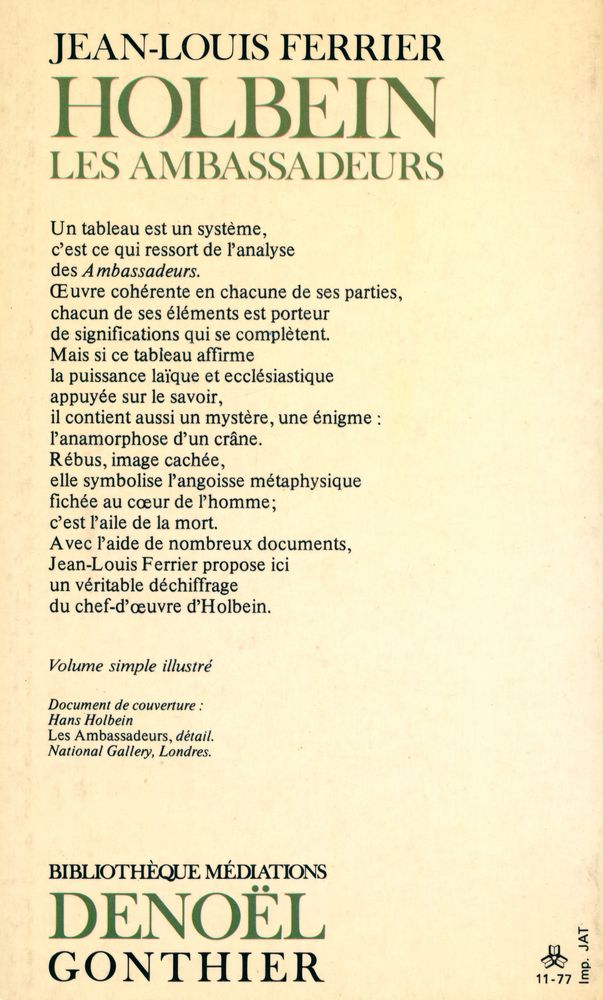 『HOLBEIN LES AMBASSADEURS : Anatomie d' un chef - d' œuvre』 3