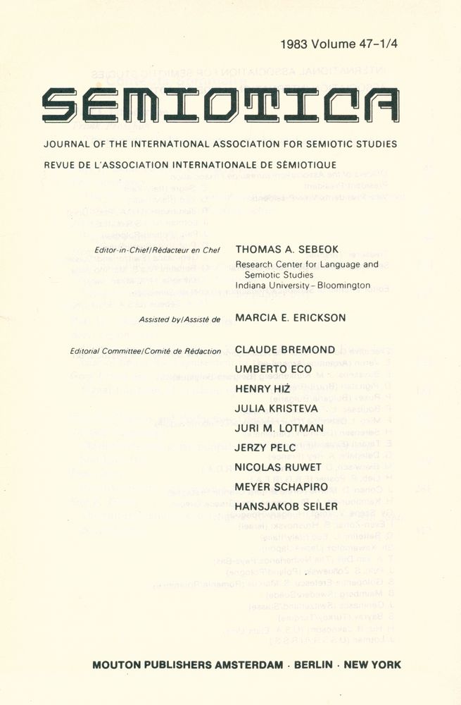 『SEMIOTICA』 1983 Volume 47 - 1/4 2