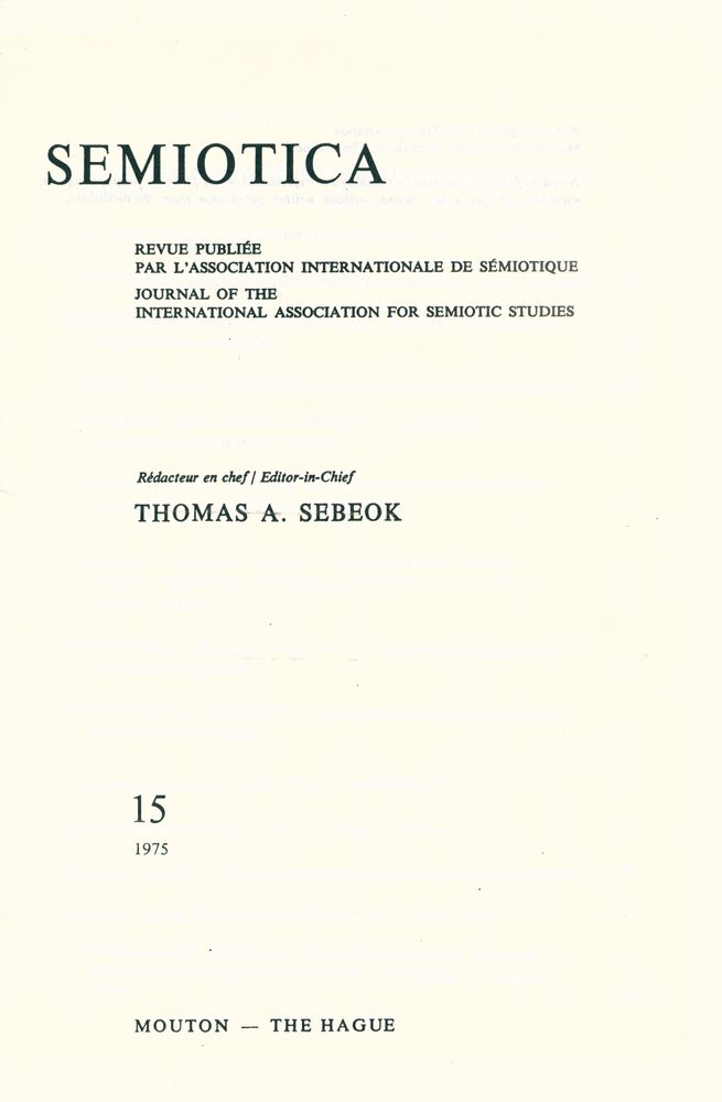 『SEMIOTICA』 1975 Volume 15 2