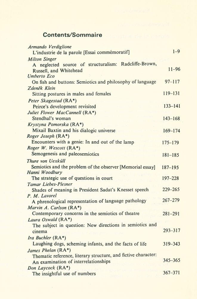 『SEMIOTICA』 1984 Volume 48 - 1/2 4