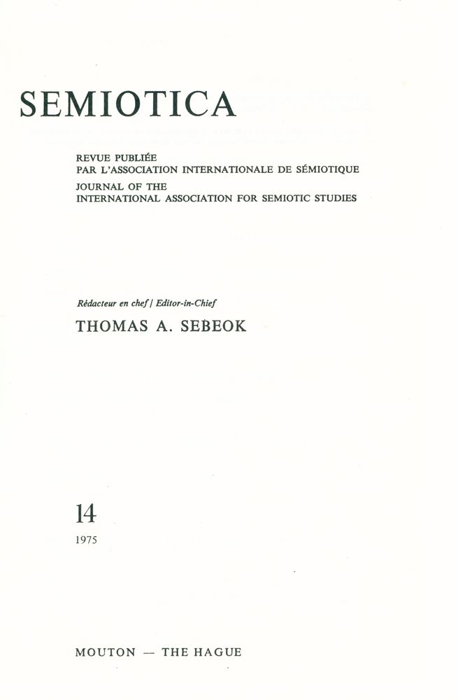 『SEMIOTICA』 1975 Volume 14 2