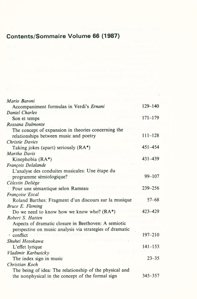 『SEMIOTICA』 1987 Volume 66 - 1/3 4