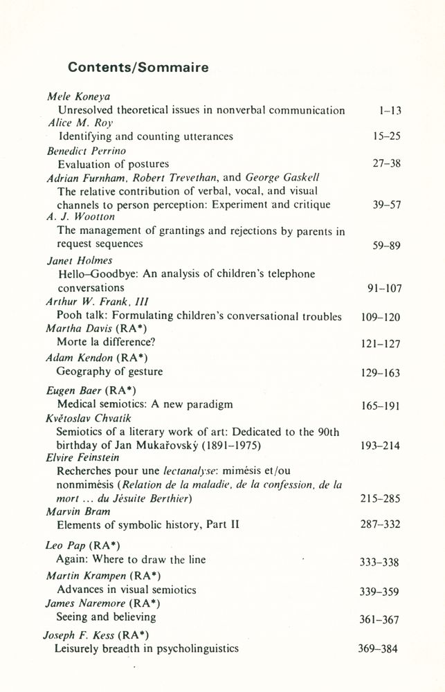 『SEMIOTICA』 1981 Volume 37 - 1/2 4