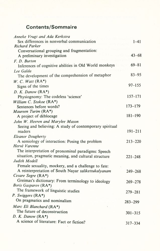 『SEMIOTICA』 1984 Volume 50 - 1/2 4