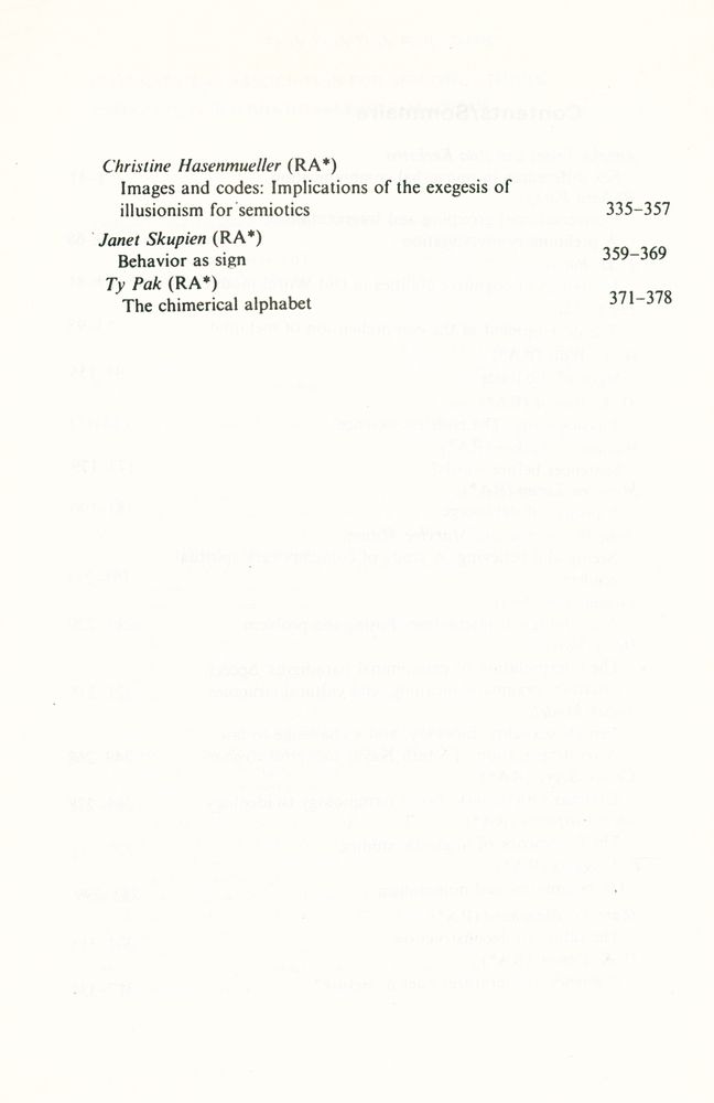 『SEMIOTICA』 1984 Volume 50 - 1/2 5